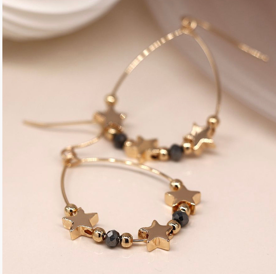 Gold Teardrop & Star Earrings