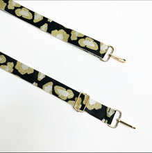 Load image into Gallery viewer, Black &amp; Cream Animal Print Bag Strap - Gold Hardware
