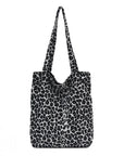 Grey & White Leopard Print Tote Bag
