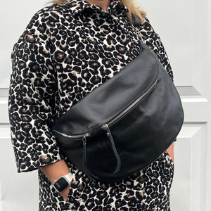 Black XL Crossbody Bum Bag Amelia Rose Accessories