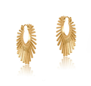Gold Sunburst Hoop Earrings