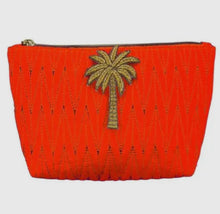 Load image into Gallery viewer, Bright Orange Palm Tree Make Up Bag
