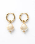 Gold & Cream Porcelain Seashell Earrings for women 