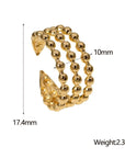 Gold beaded ring with measurements and weight details 
