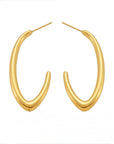 Gold hoop loop drop  earrings on a white background