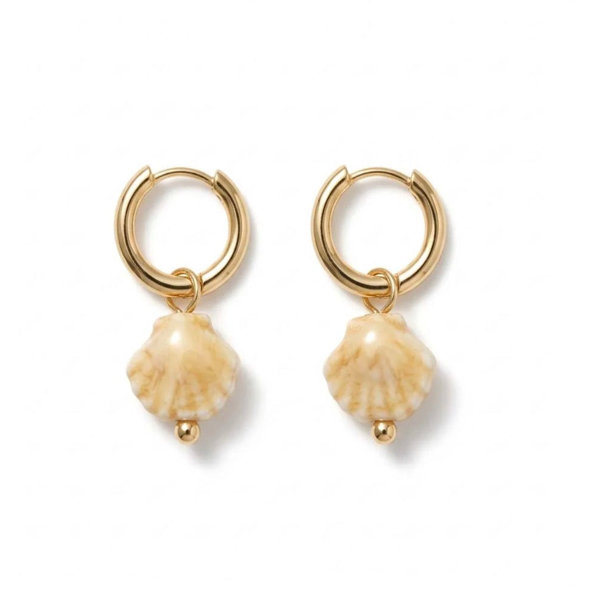Gold & Natural Porcelain Seashell Earrings for women
