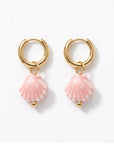 Gold & Pink Porcelain Seashell Earrings for women
