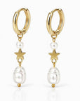 Gold Star & Pearl drop Earrings for women