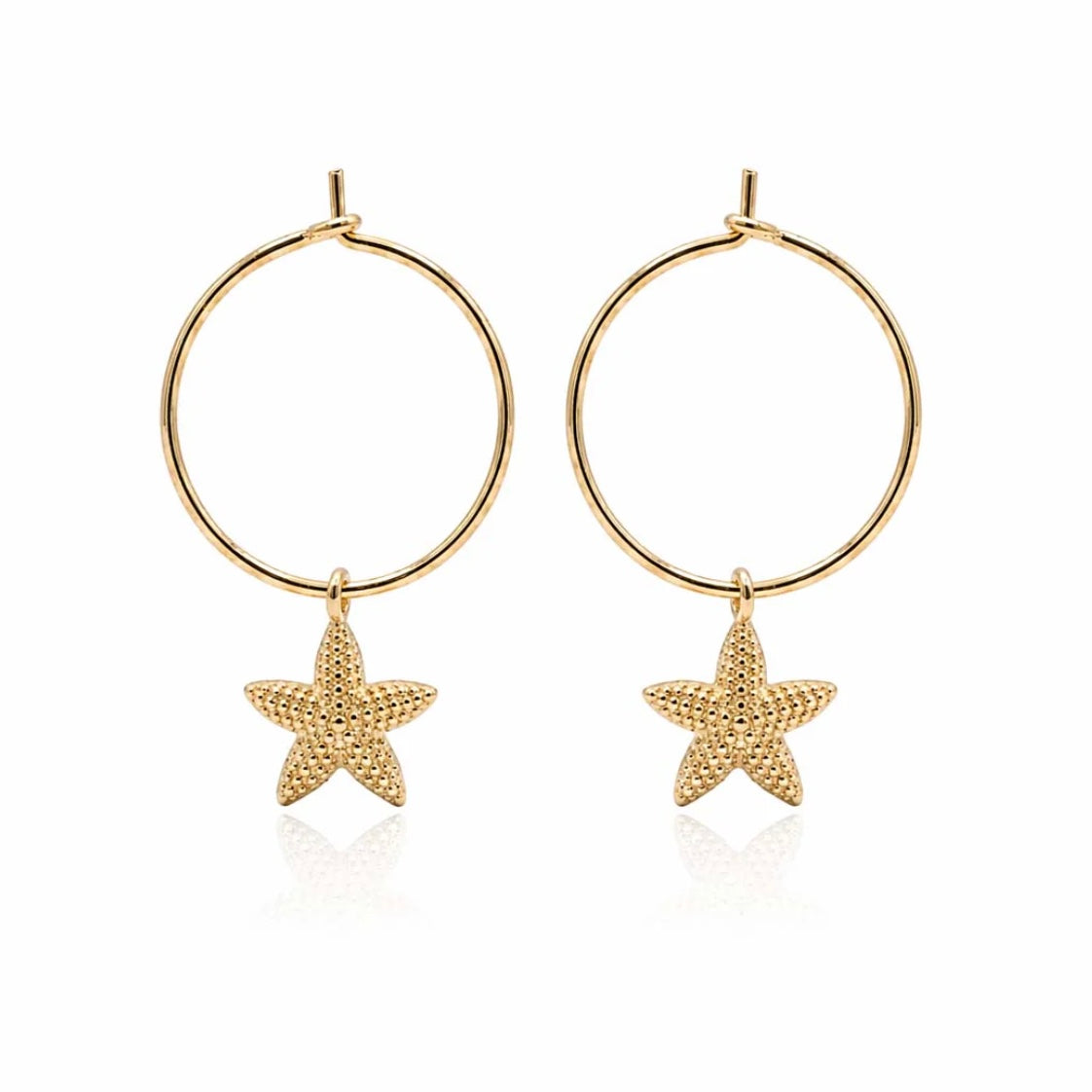 Gold Starfish Hoop Earrings for women