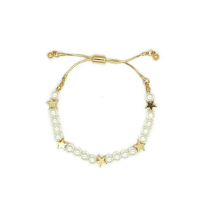 Pearl & Gold Star Adjustable Bracelet