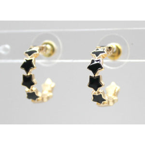 Gold & Black Star Hoop Earrings