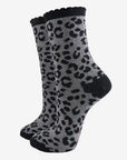 Black & Silver Leopard Glitter Socks