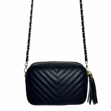 Load image into Gallery viewer, Preorder for dispatch w/c 25/3 - Black Chevron Tassel Bag
