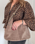 Taupe Suede Shoulder Bag