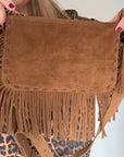 Tan Suede Crossbody Bag Fringed Bag