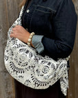 Black & Cream Embroidered Crossbody/ Shoulder Bag
