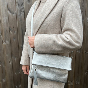 Silver Clutch/ Crossbody Bag