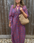 Blue & Pink Animal Print Kaftan