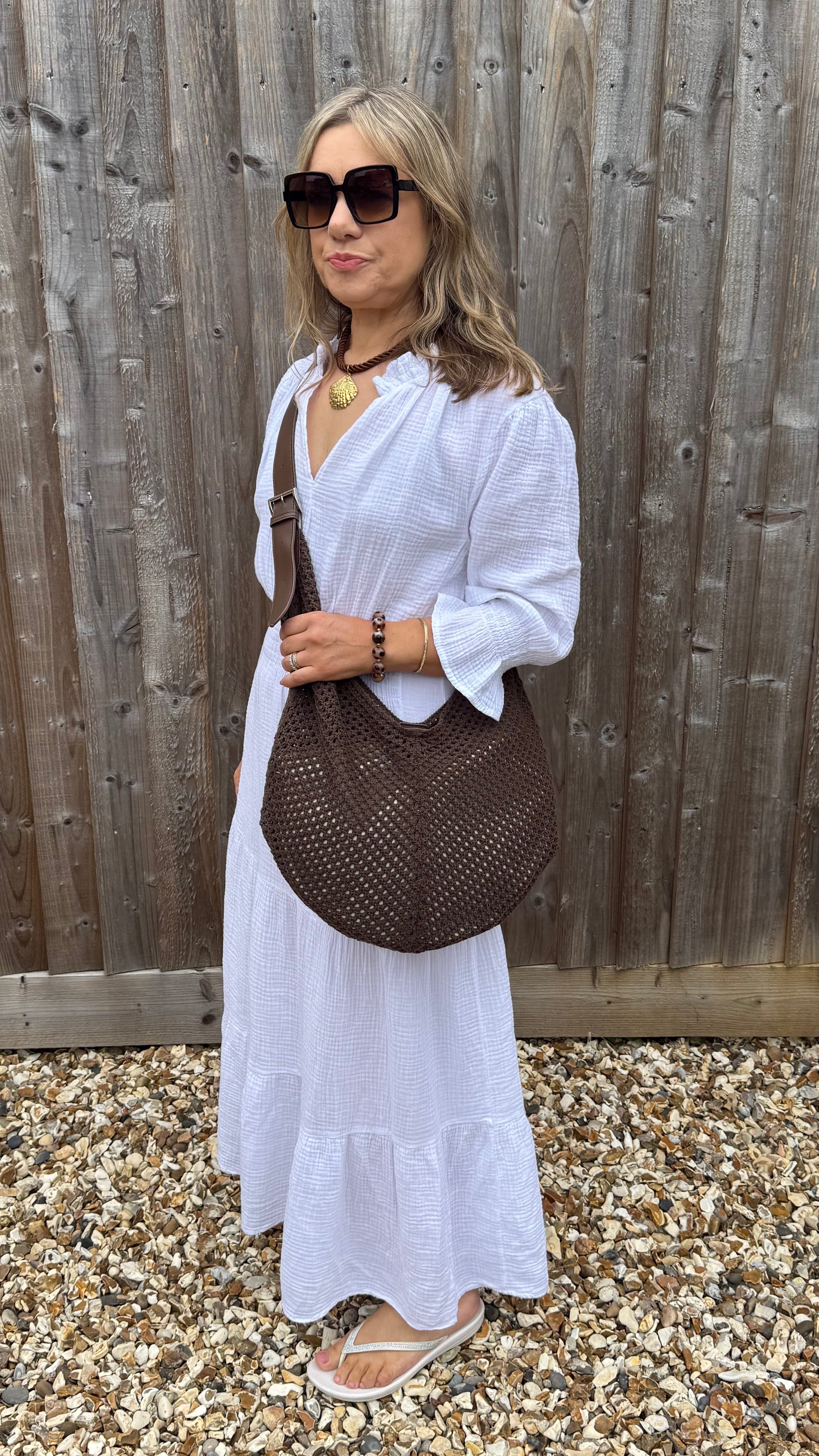 White Cotton Fluted Sleeve Maxi Dress – Amelia Rose Accessories