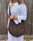 Dark Brown Knitted Crossbody Swing Bag