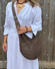 Dark Brown Knitted Crossbody Swing Bag
