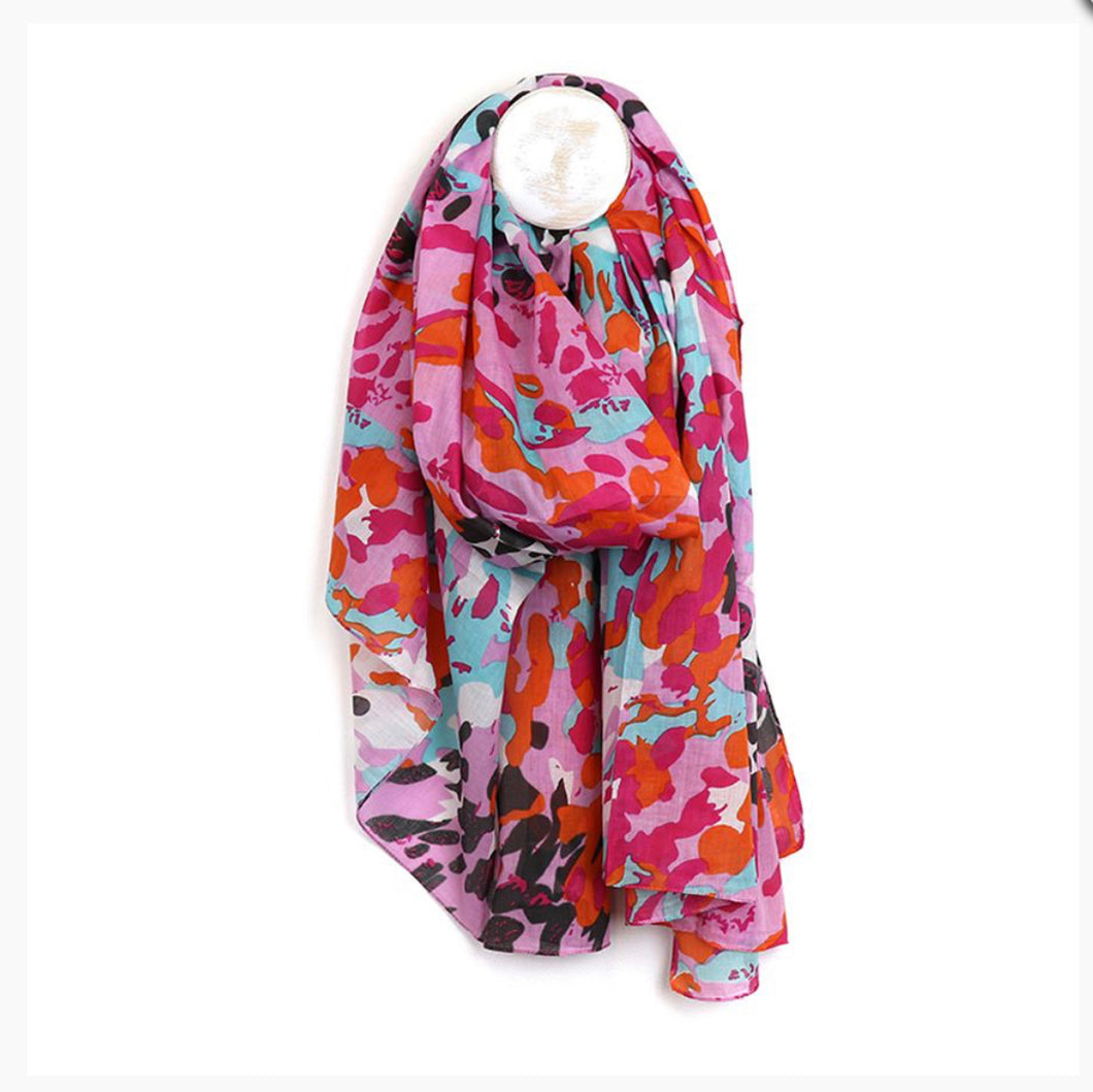 Pink Mix Scattered Animal Print Scarf