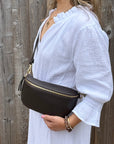 Large Dark Brown Crossbody / Waist Bag