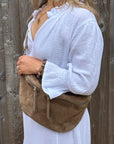 Dark Taupe Suede Large Crossbody Bum Bag