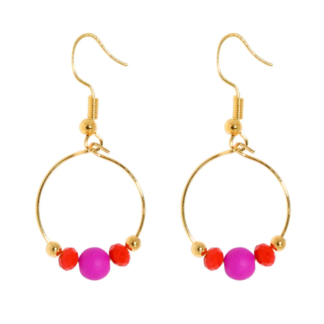 Pink & Red Gold Drop Earrings