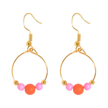 Load image into Gallery viewer, Orange &amp; Pink Gold Drop Earrings
