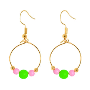 Green & Pink Gold Drop Earrings