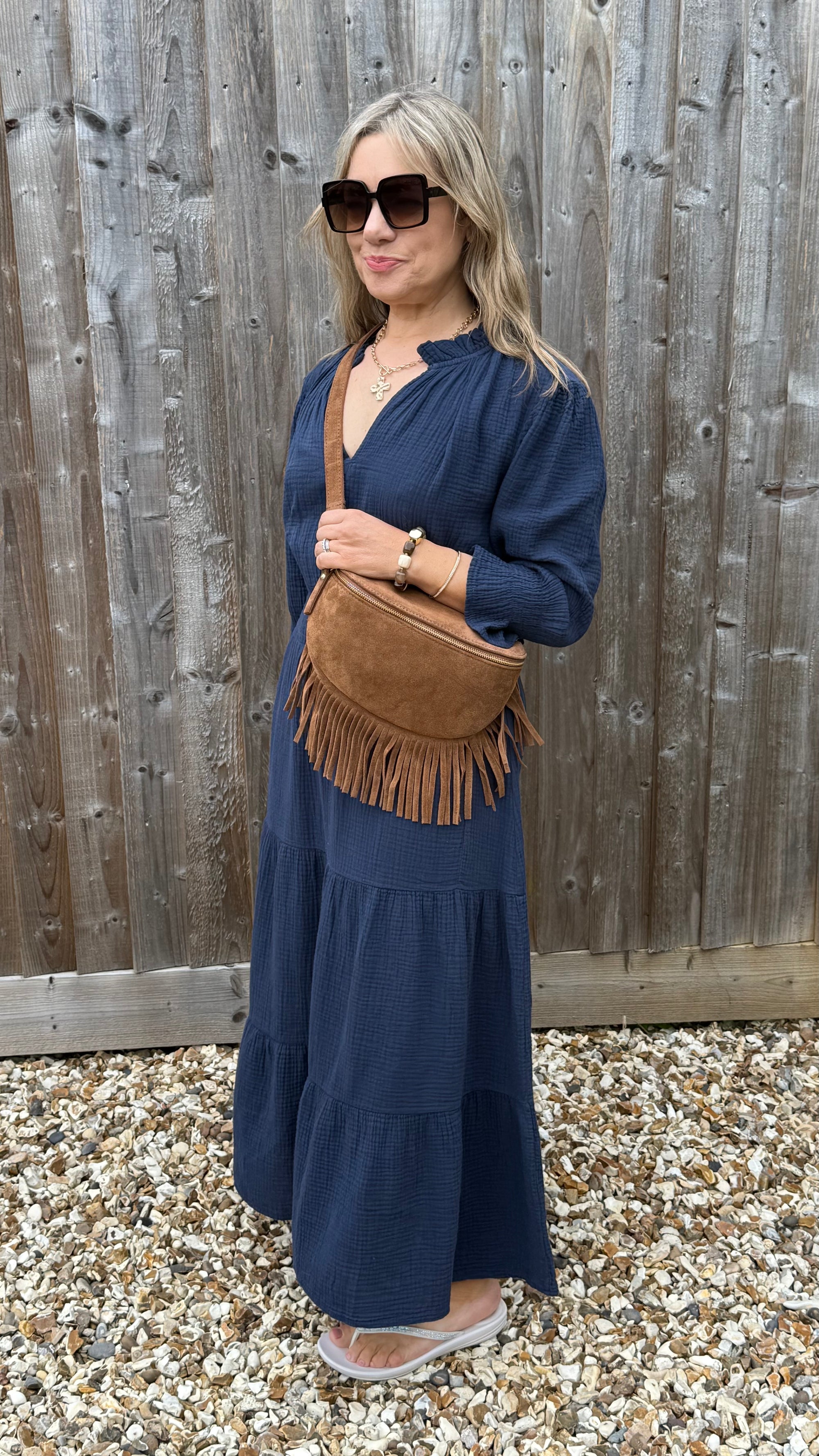 navy blue maxi dress uk Alayna | Navy Long-Sleeve Maxi Dress With Ruffled Split Club L London