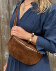 Suede Large Brown Crossbody/ Waist Bag
