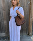 White Cotton Broiderie Trim Maxi Dress