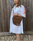 White Embroidered Sleeve Cotton Dress