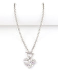Textured Silver Heart T-Bar Necklace