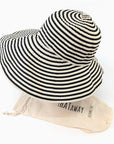 Black & Cream Striped Foldable Sun Hat