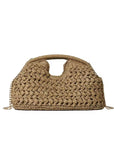 Natural Woven Raffia Structured Clutch/ Crossbody Bag