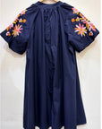 Preorder for dispatch w/c 29/6 - Navy Embroidered Sleeve Cotton Dress
