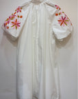 White Embroidered Sleeve Cotton Dress