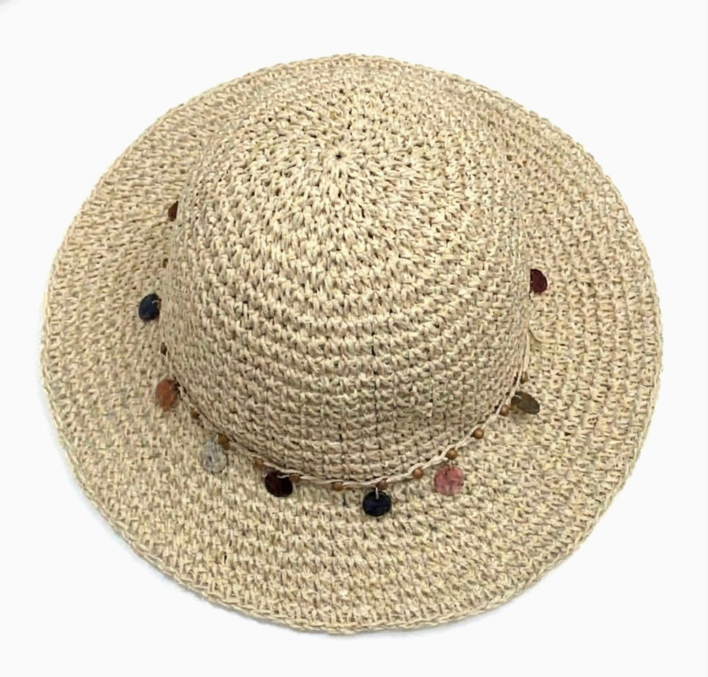 Crochet Style Hat with Disc Band