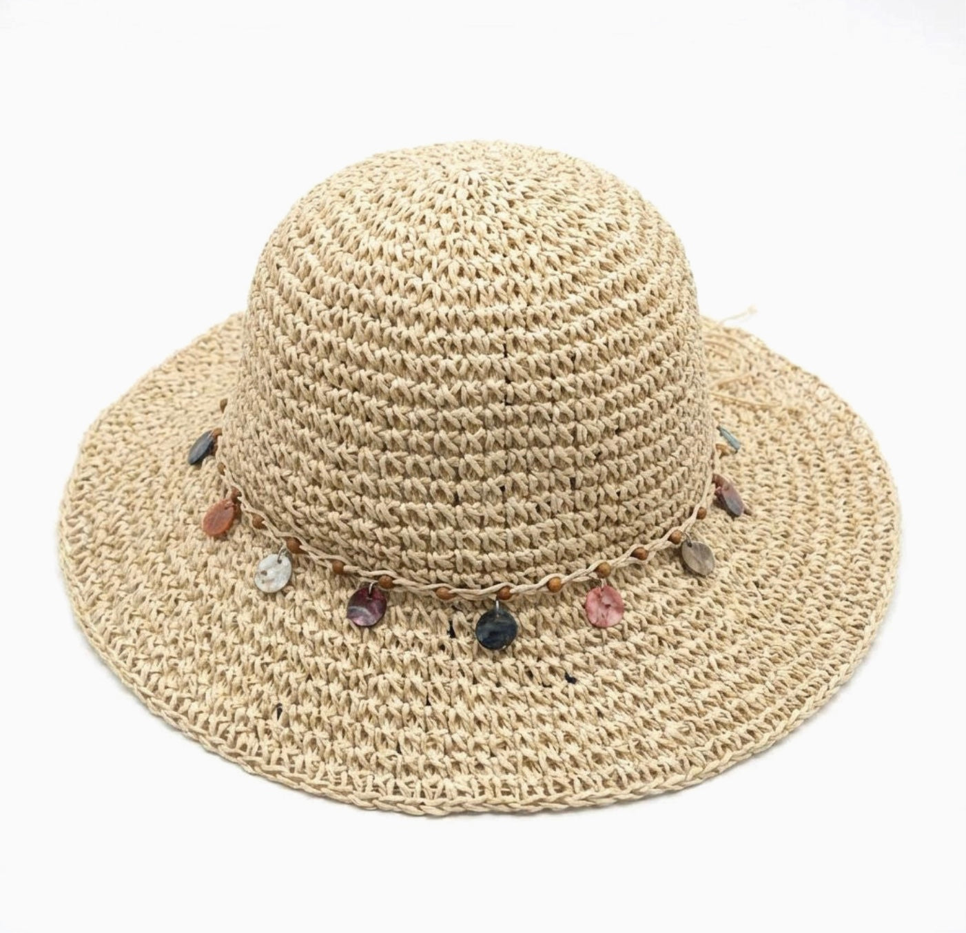 Crochet Style Hat with Disc Band