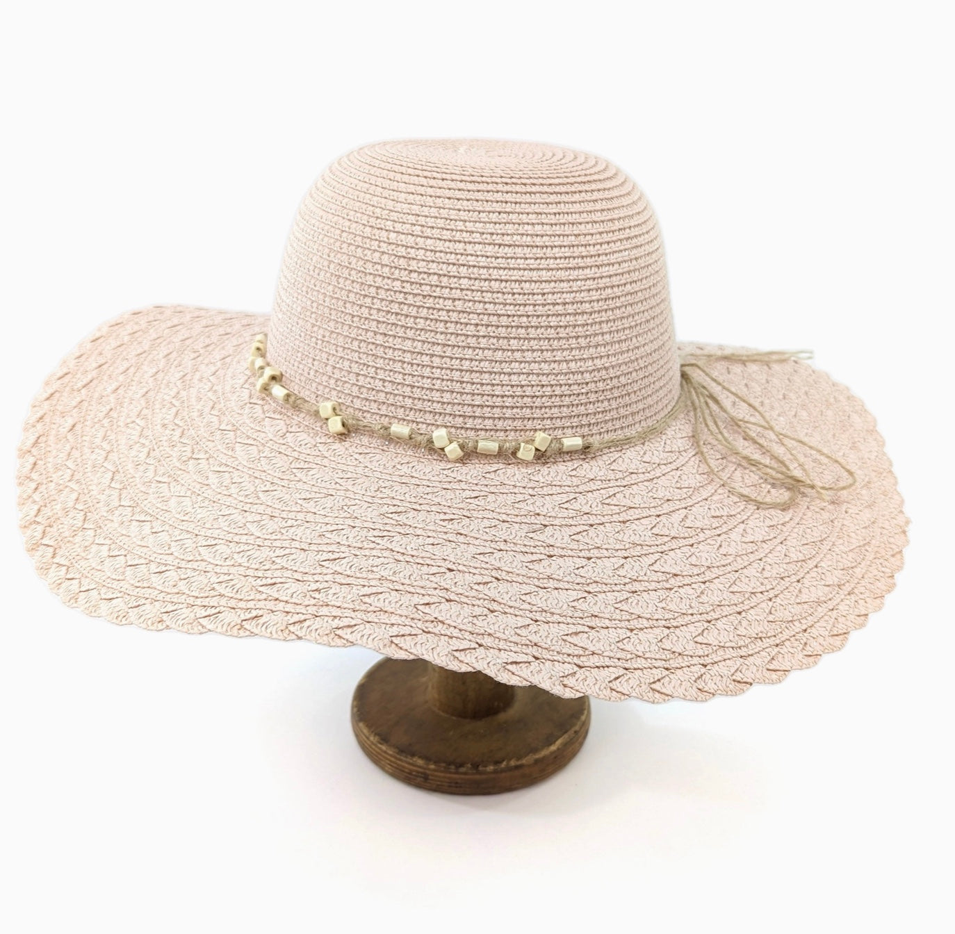 Pale Pink Wide Brim Foldable Sun Hat
