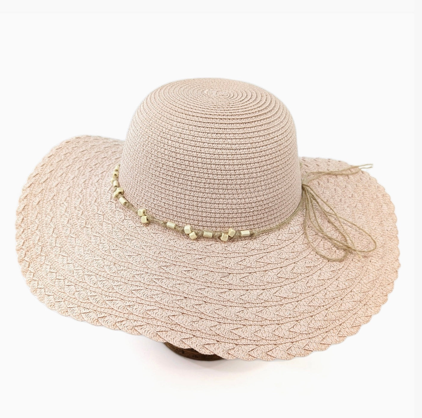 Pale Pink Wide Brim Foldable Sun Hat