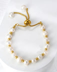 Gold & Pearl Toggle Bracelet