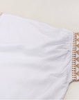 White & Gold Embroidered Maxi Beach Dress Kaftan