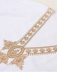 White & Gold Embroidered Maxi Beach Dress Kaftan