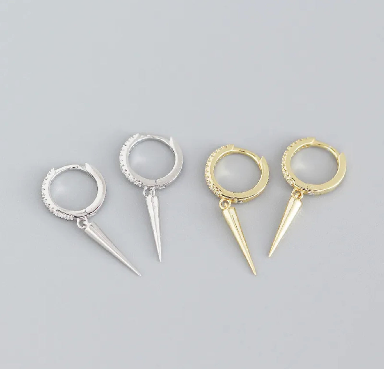 Two pairs of hoop earrings with spike details 