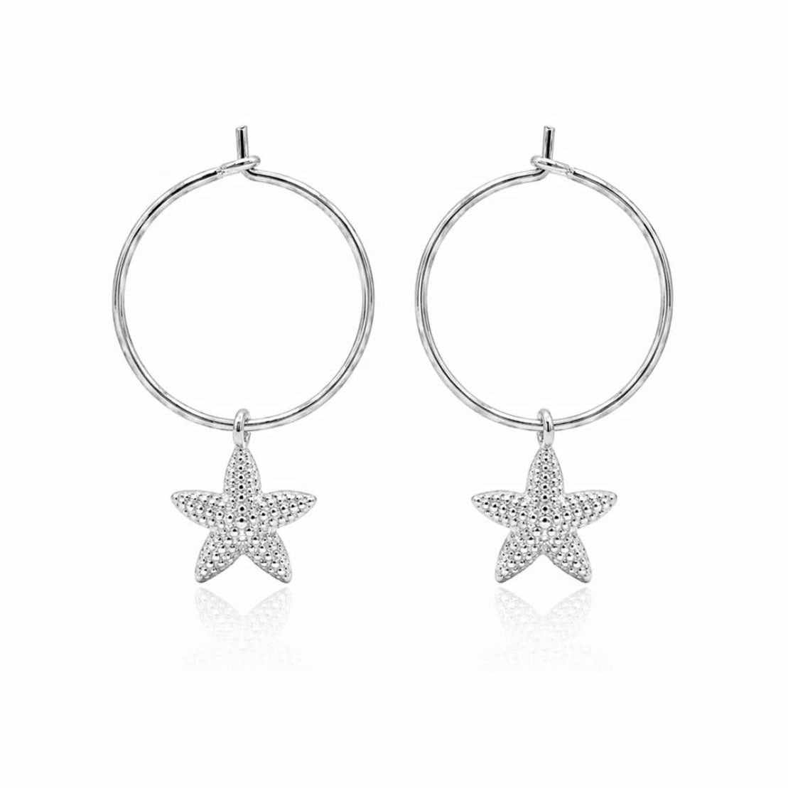 Silver Starfish Hoop Earrings for women
