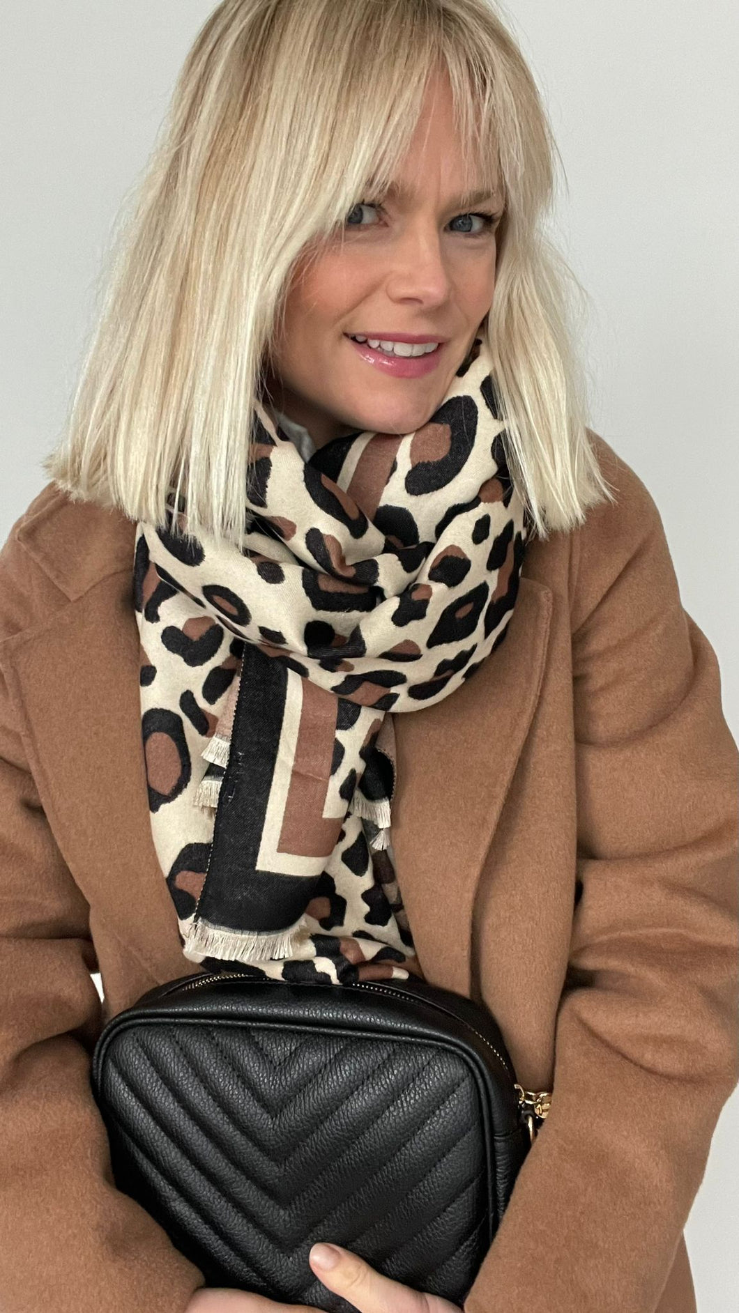 Brown & Black Leopard Print Blanket Scarf